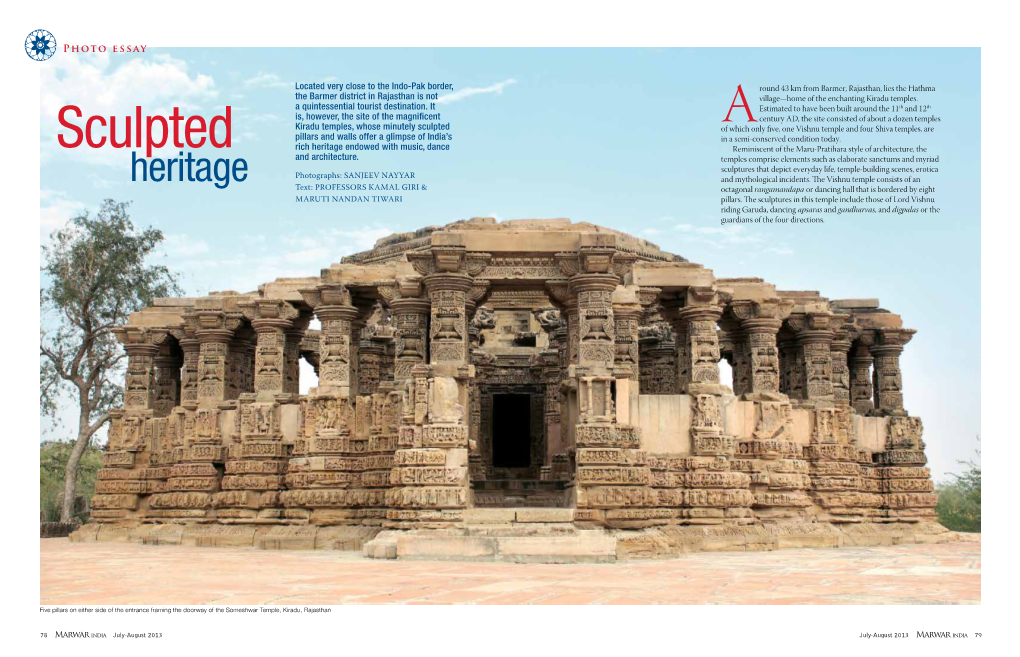 Heritage Endowed with Music, Dance Reminiscent of the Maru-Pratihara Style of Architecture, the and Architecture