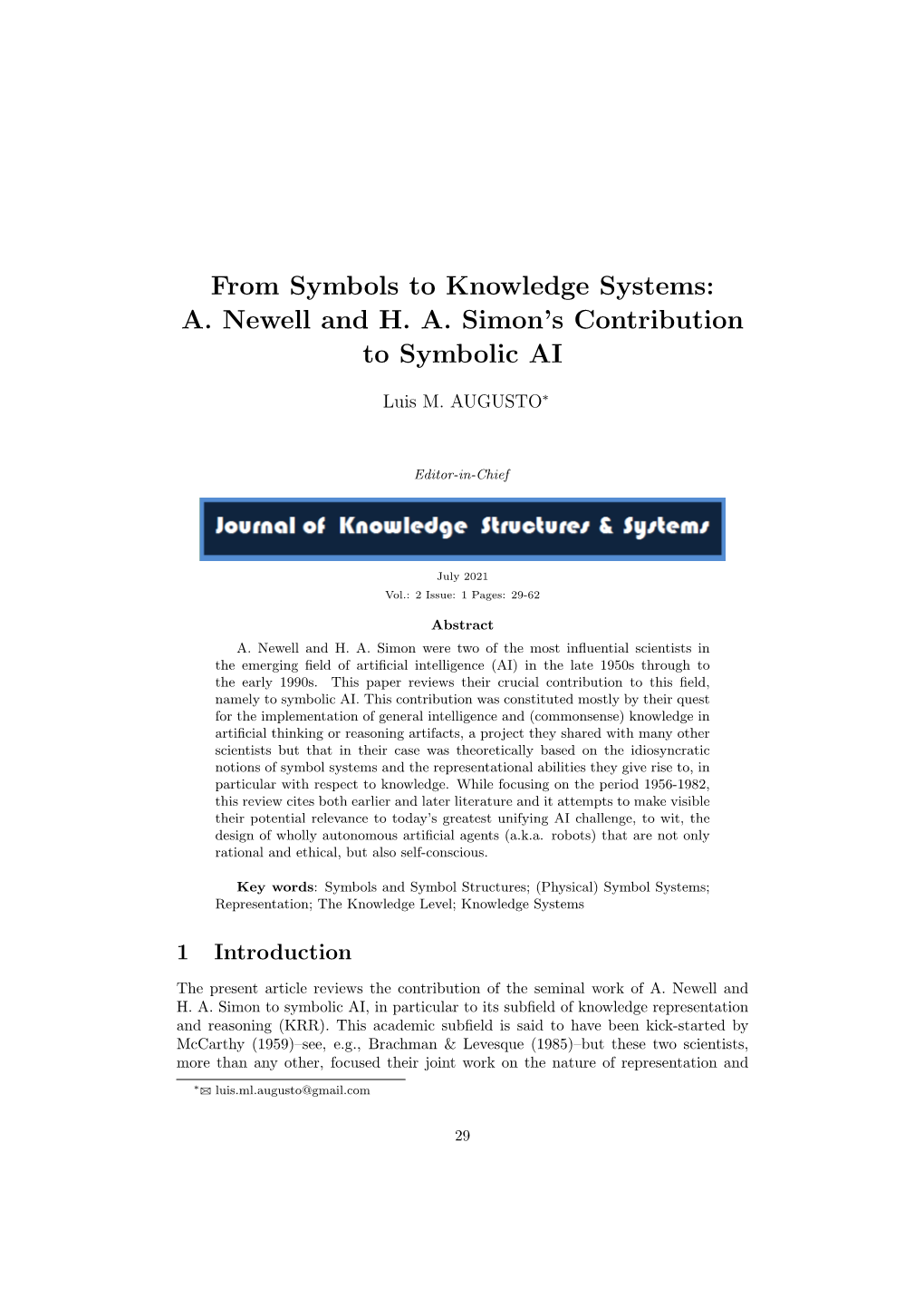 From Symbols to Knowledge Systems: A