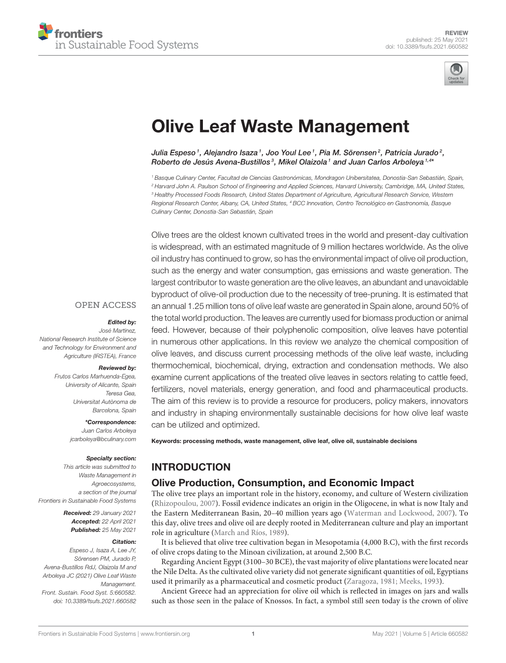 Olive Leaf Waste Management
