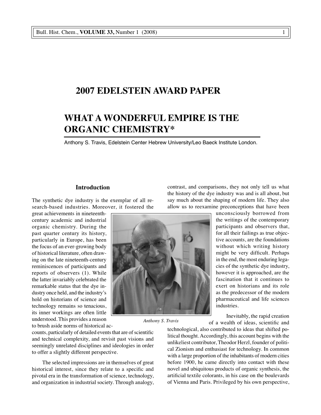 2007 Edelstein Award Paper