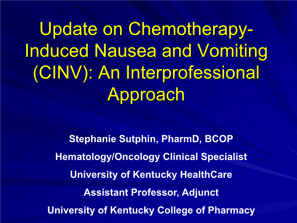 Chemotherapy-Induced Nausea and Vomiting