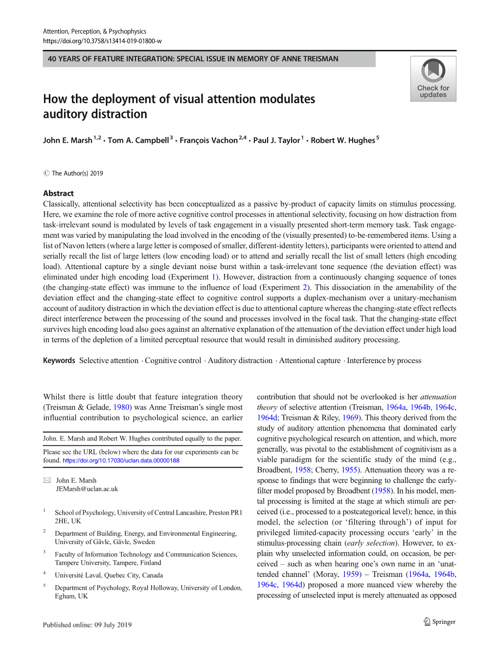 How the Deployment of Visual Attention Modulates Auditory Distraction