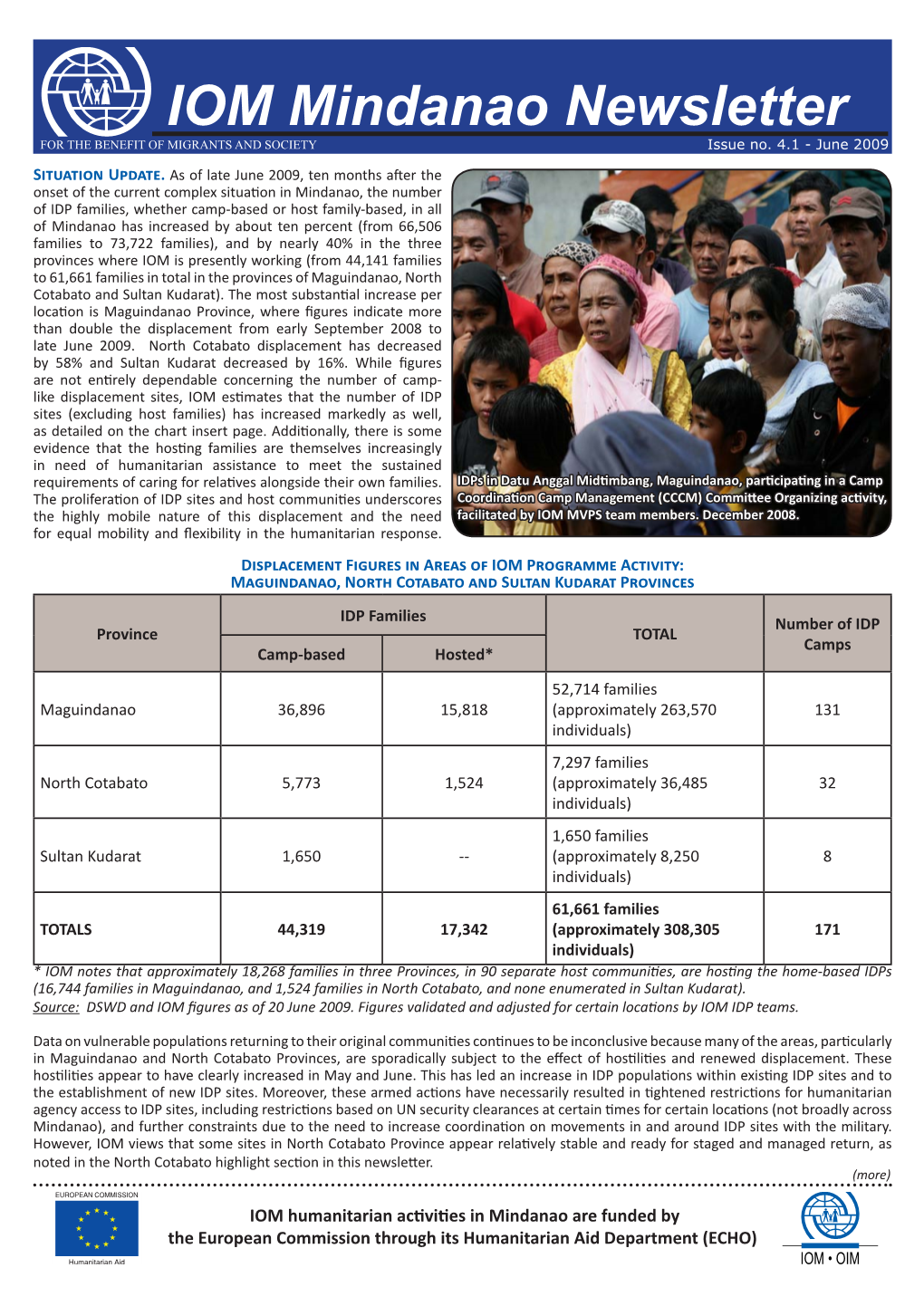 IOM Mindanao Newsletter for the BENEFIT of MIGRANTS and SOCIETY Issue No
