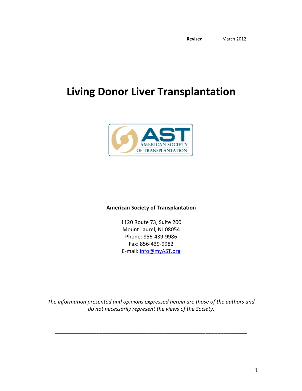 Living Donor Liver Transplantation