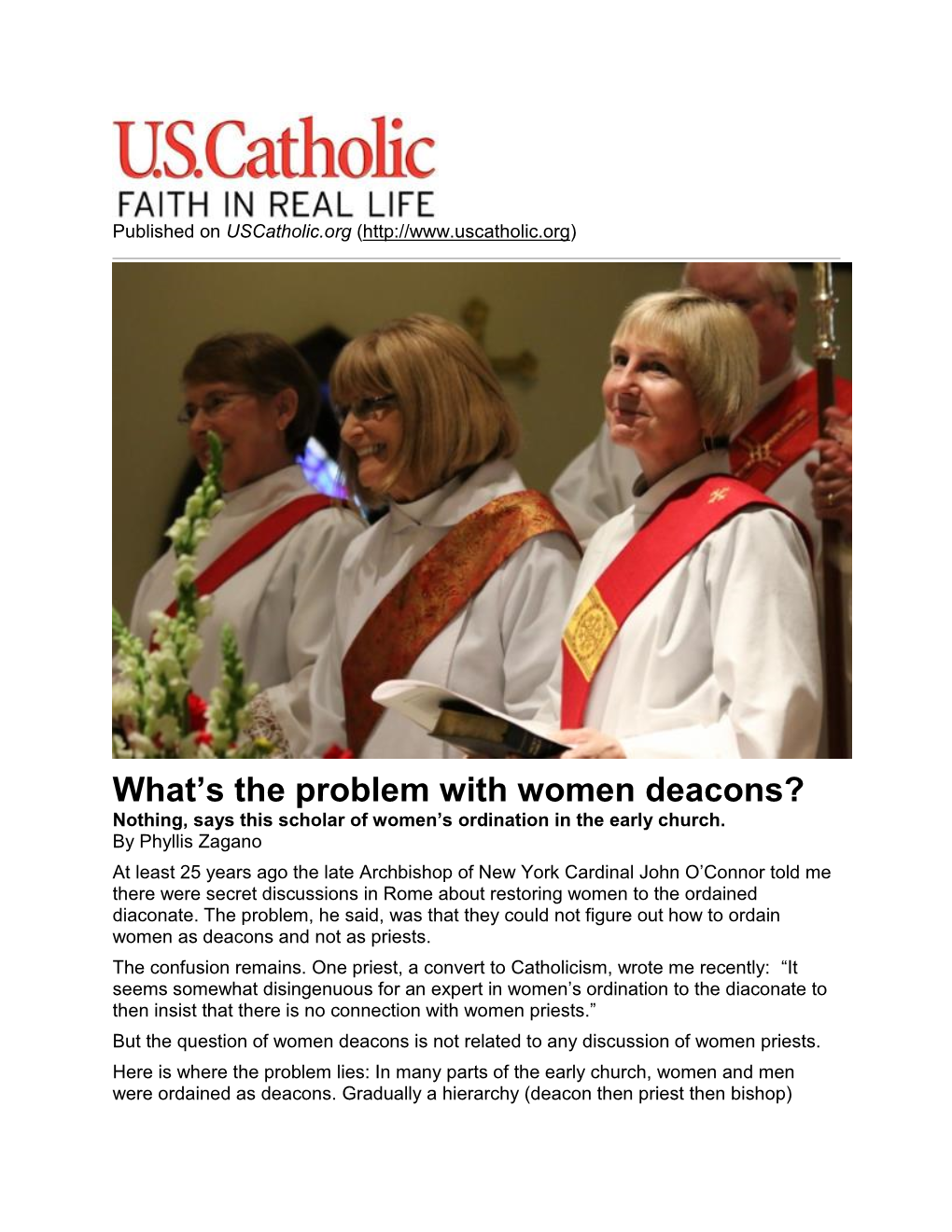 What's the Problem with Women Deacons?