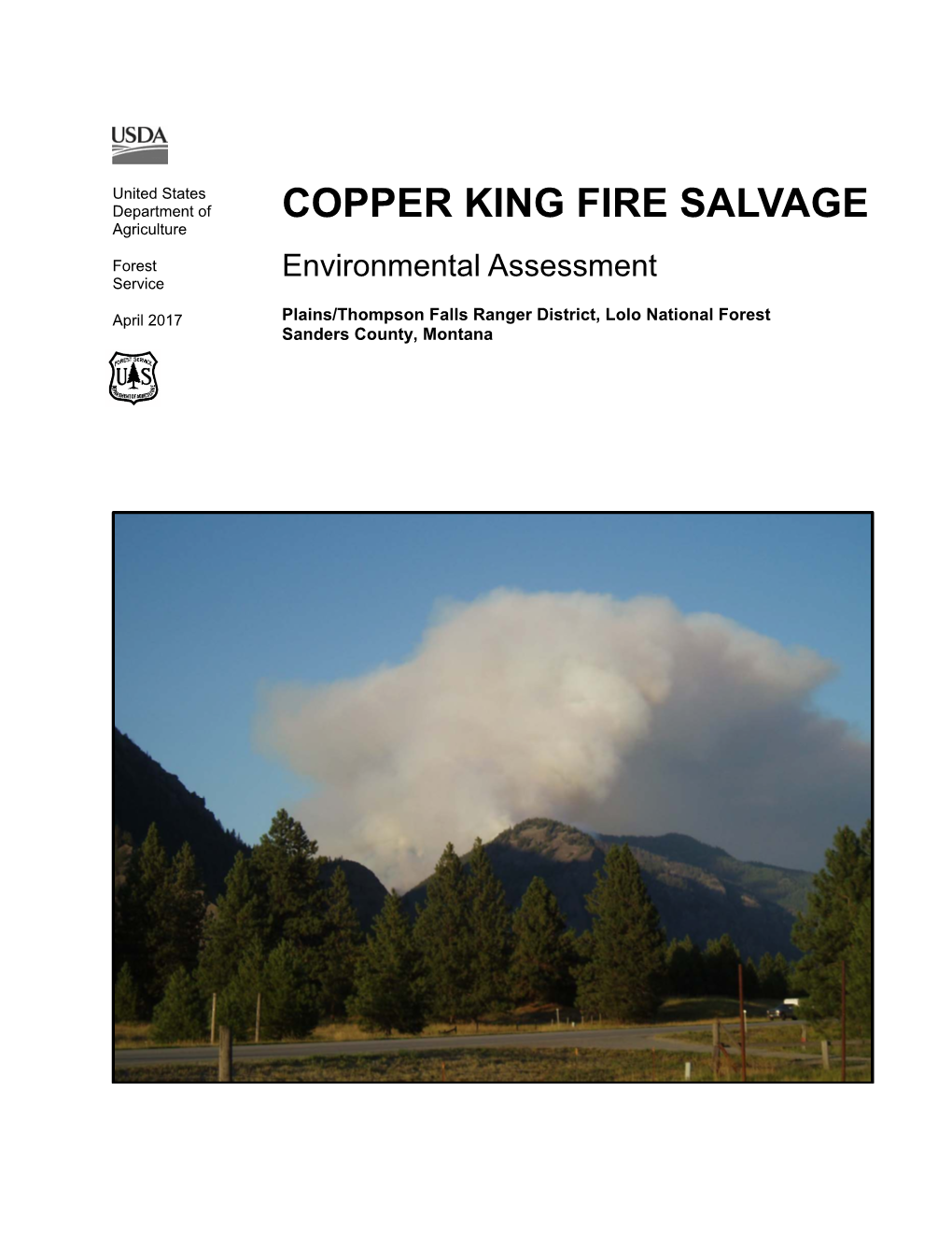 COPPER KING FIRE SALVAGE Agriculture Forest Environmental Assessment Service