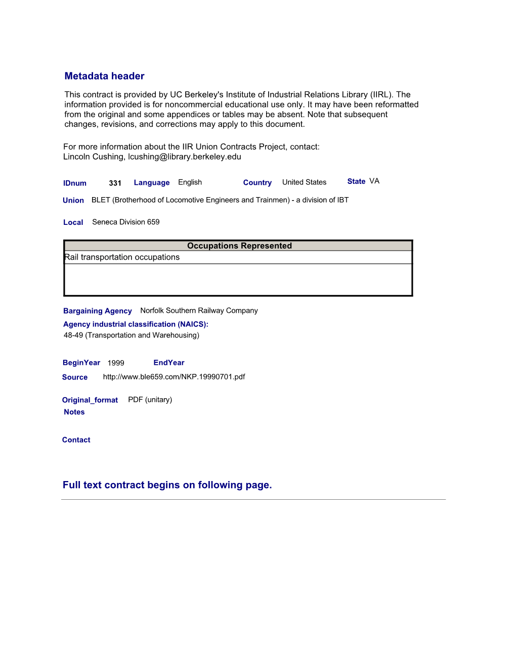 Full Text Contract Begins on Following Page. Metadata Header
