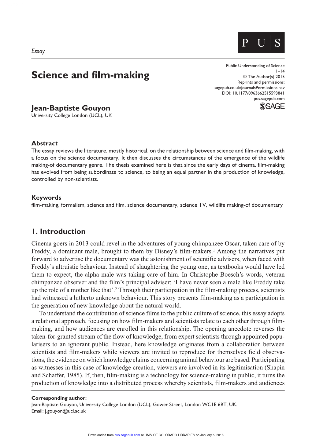 Science and Film-Making