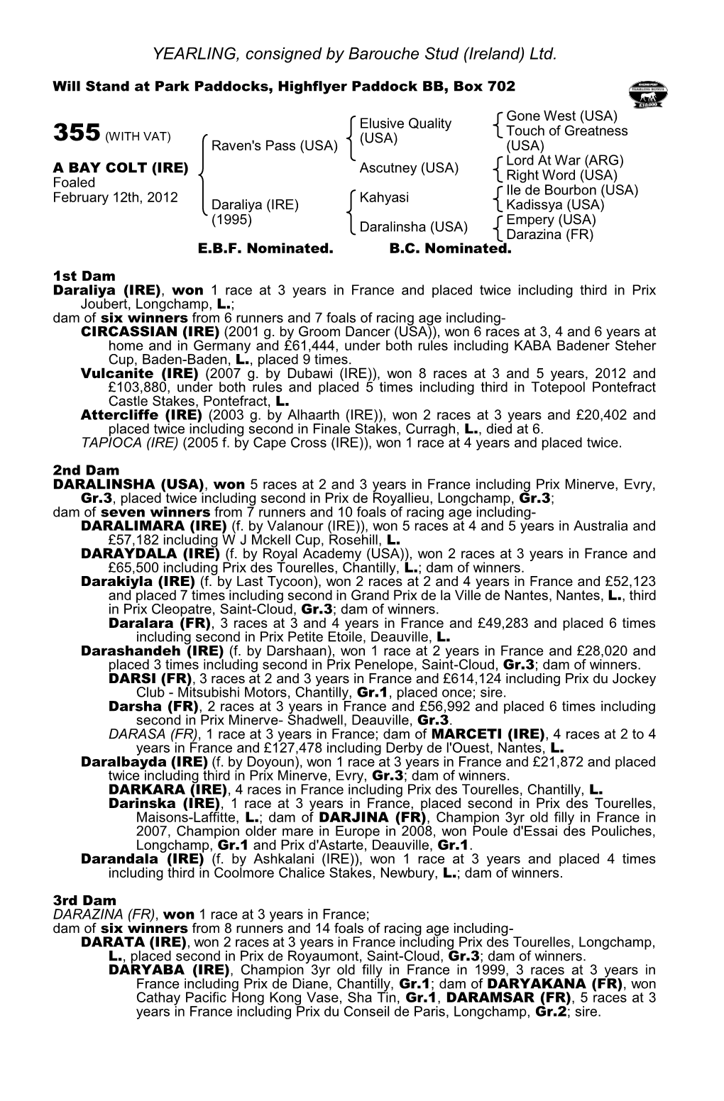 YEARLING, Consigned by Barouche Stud (Ireland) Ltd