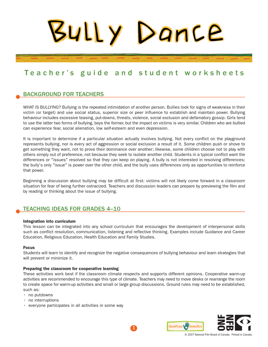Teacher's Guide and Student Worksheets
