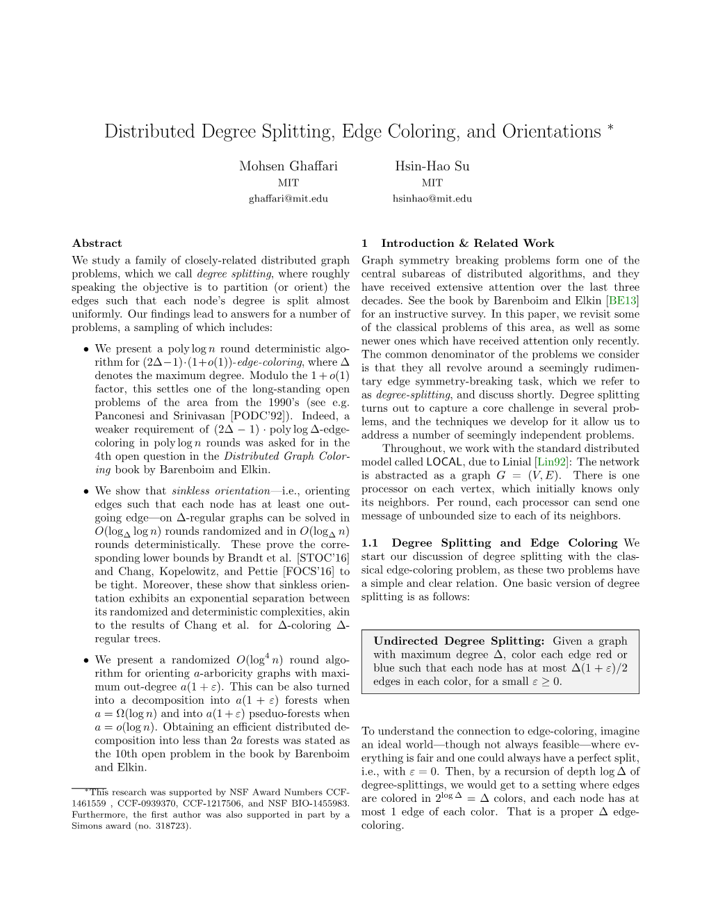Distributed Degree Splitting, Edge Coloring, and Orientations ∗