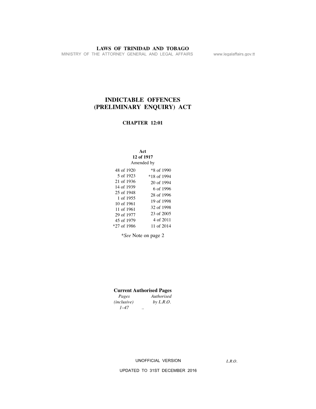 Indictable Offences (Preliminary Enquiry) Act