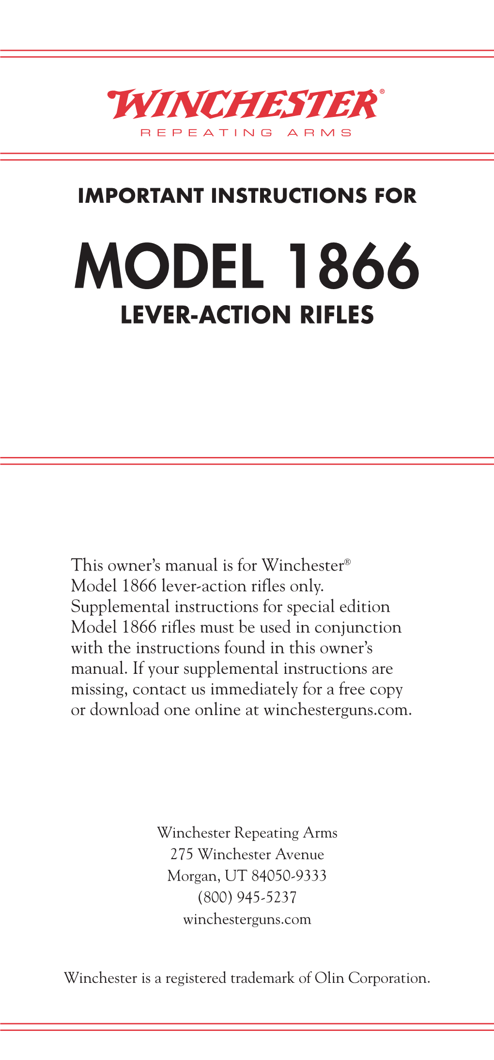 Model 1866 Lever-Action Rifles