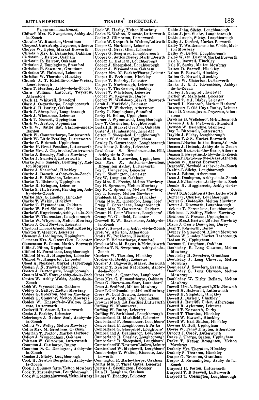 Rutlandshire Trades' Directory. 183