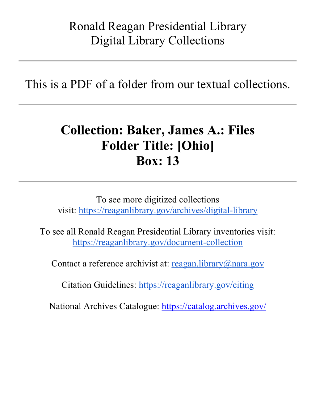 Baker, James A.: Files Folder Title: [Ohio] Box: 13