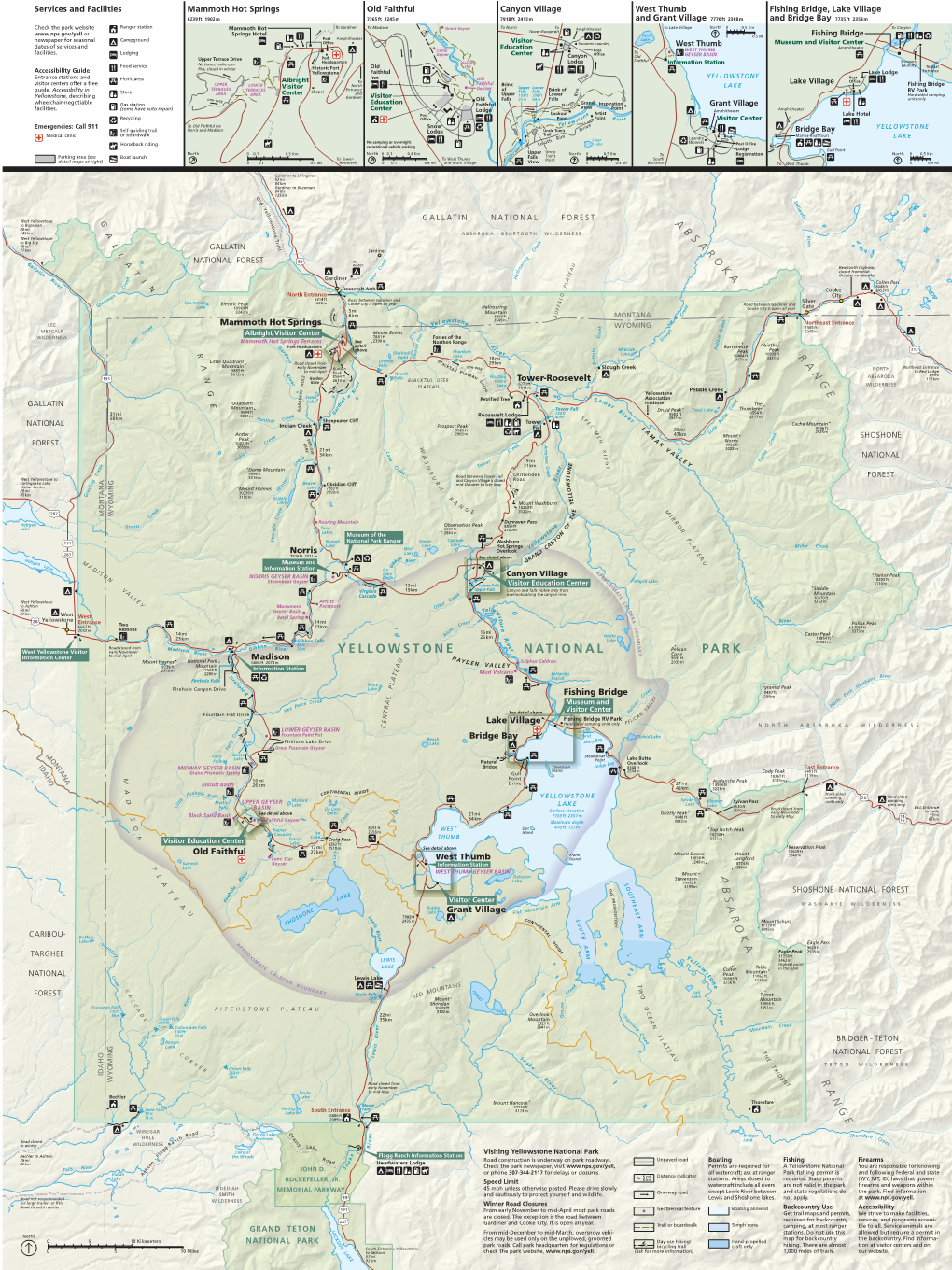 Yellowstone National Park E Bechler to Ashton F the Woods Flagg Ranch Information Station R K 26Mi - Oa Road Construction Is Underway on Park Roadways