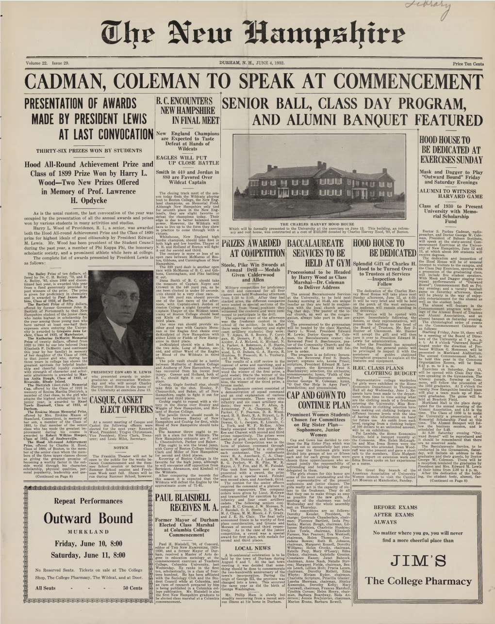 Cadman, Coleman to Speak at Commencement B.C
