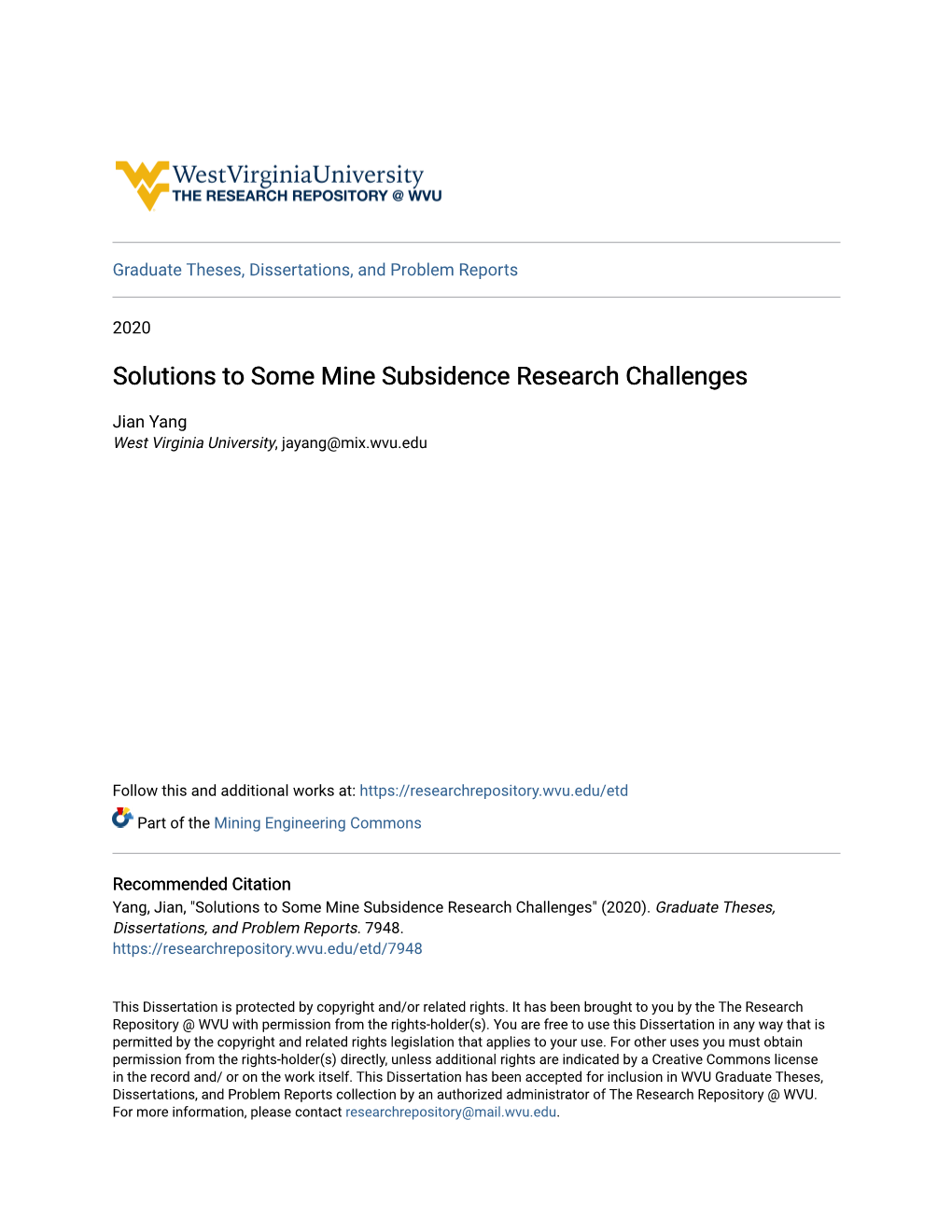 Solutions to Some Mine Subsidence Research Challenges