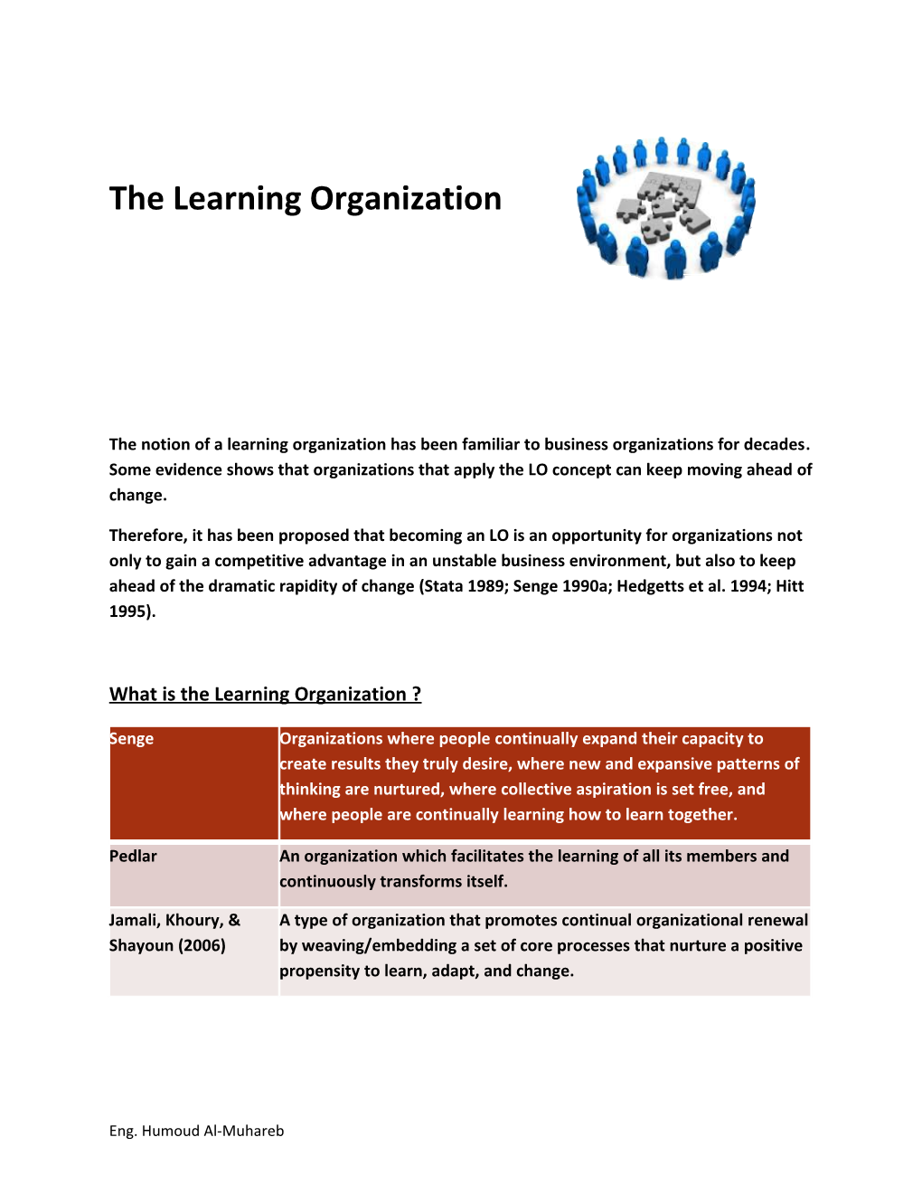 The Learning Organization