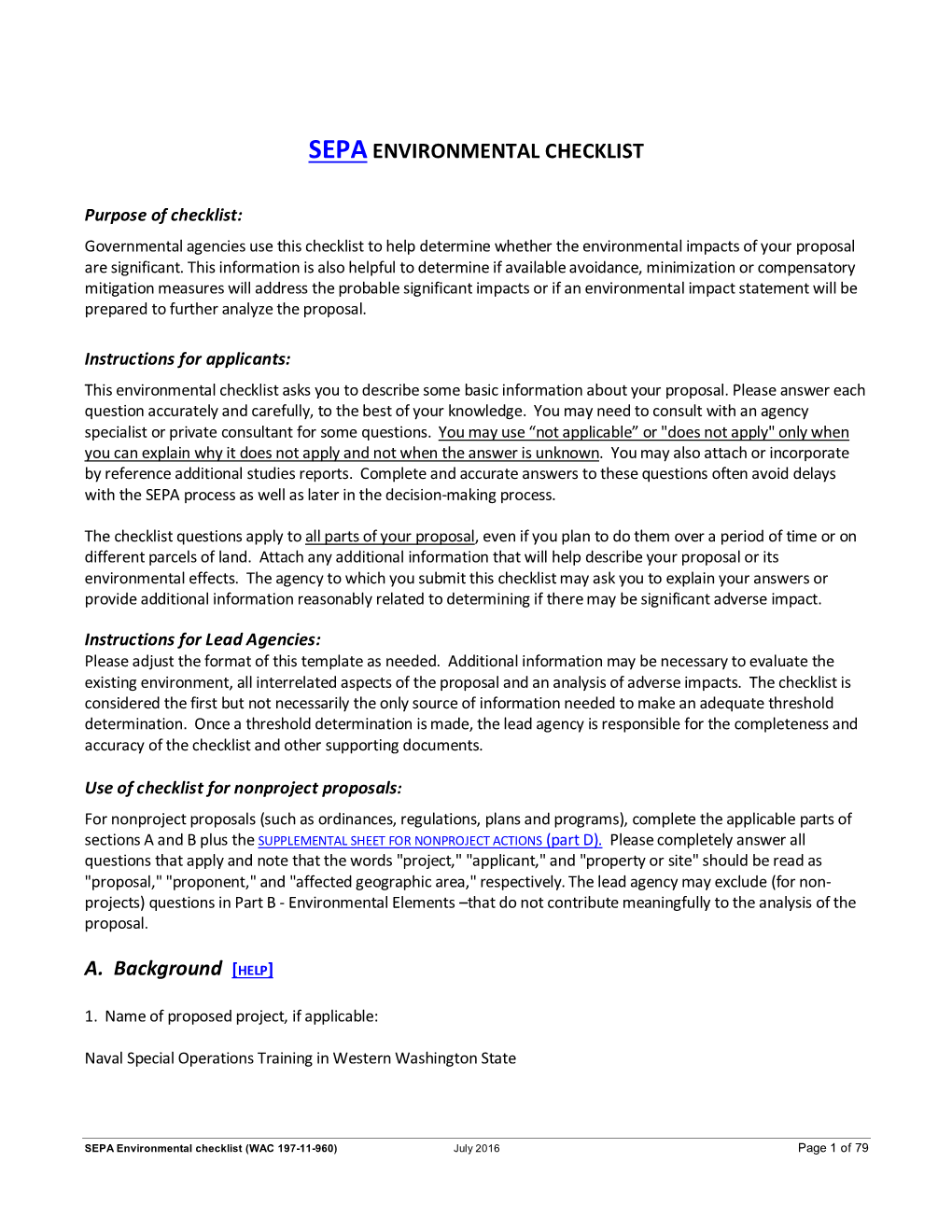 Sepa Environmental Checklist