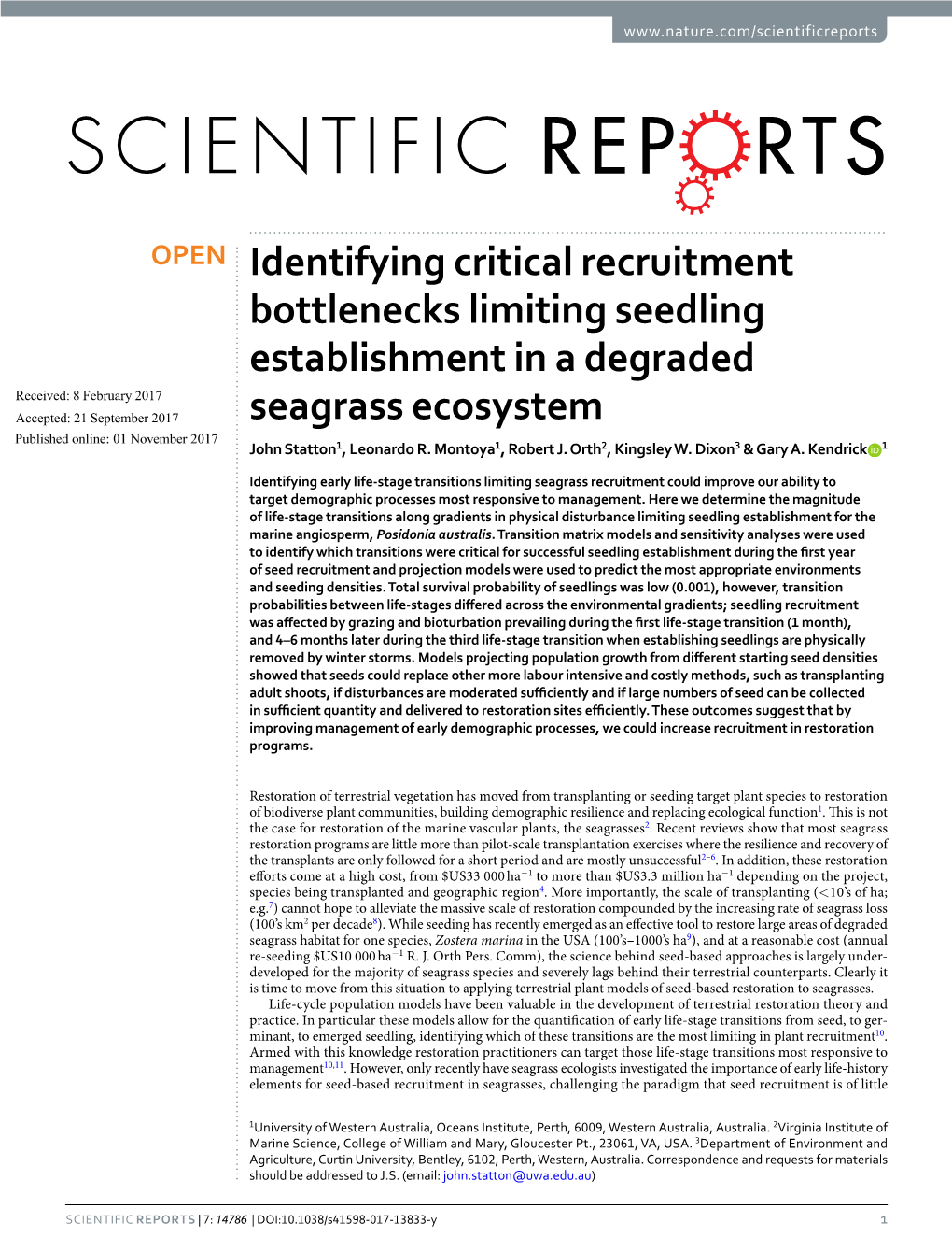 Identifying Critical Recruitment Bottlenecks Limiting Seedling