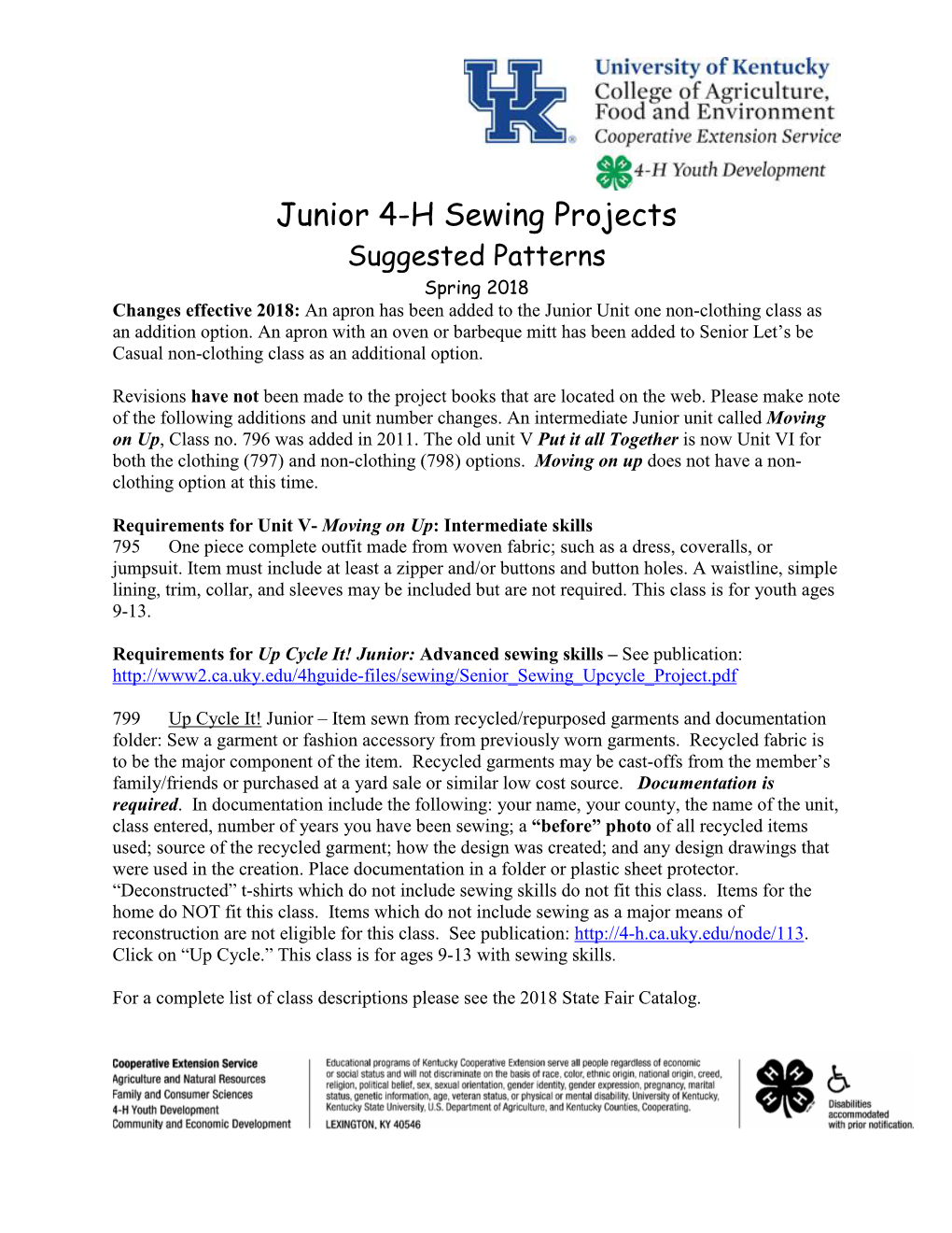 Junior 4-H Sewing Projects