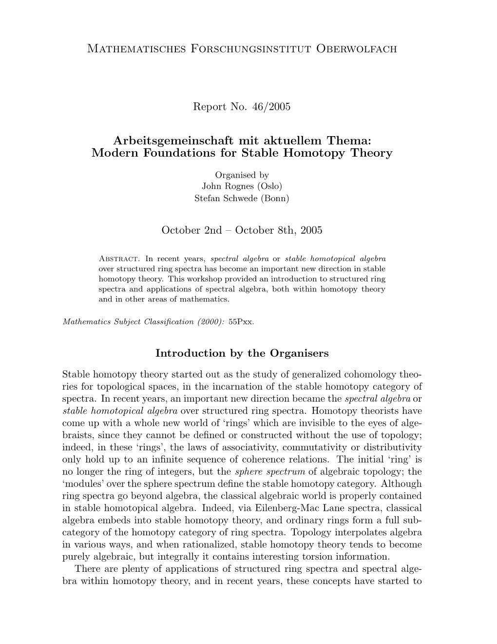 Modern Foundations for Stable Homotopy Theory