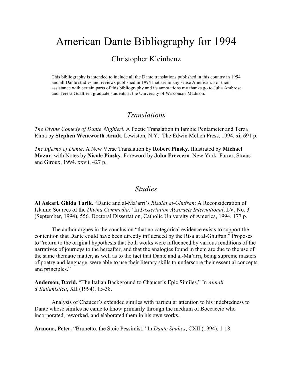 American Dante Bibliography for 1994.Pdf