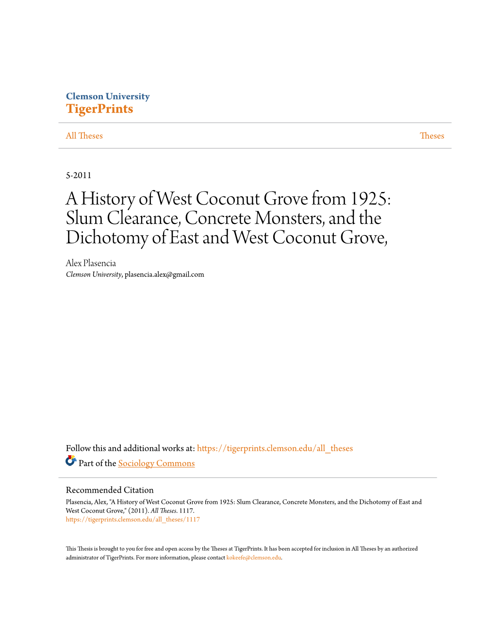 A History of West Coconut Grove from 1925