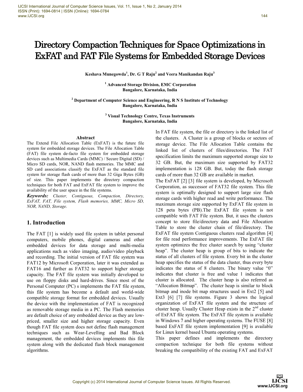 Directory Compaction Techniques for Space Optimizations in Exfat and FAT File Systems for Embedded Storage Devices