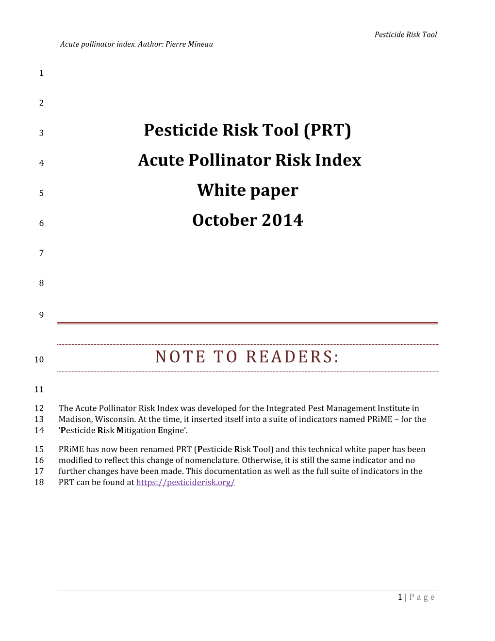 Bee Risk Index