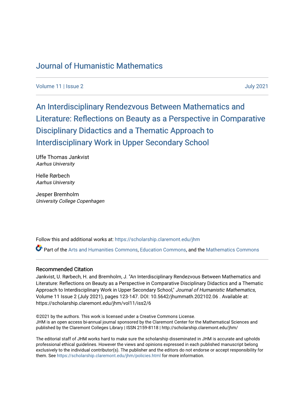 An Interdisciplinary Rendezvous Between Mathematics and Literature