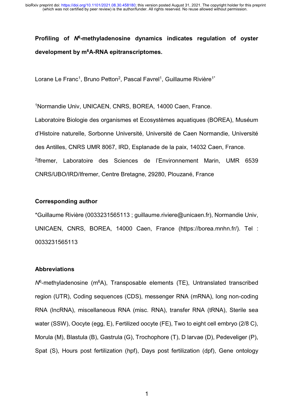 Profiling of N6-Methyladenosine Dynamics Indicates Regulation of Oyster