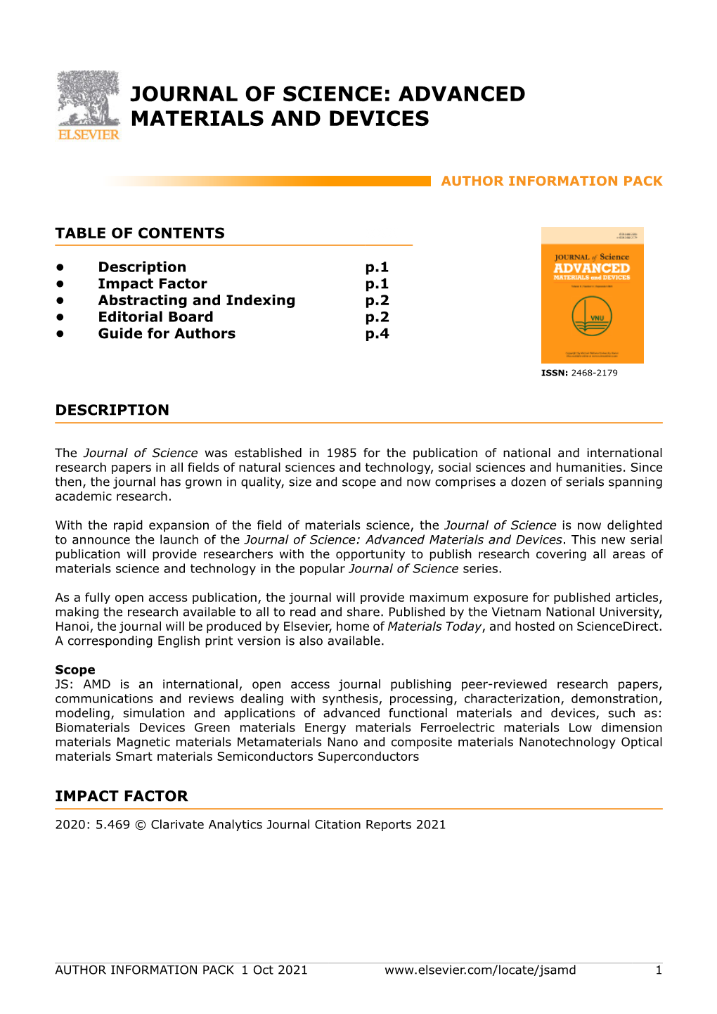 Journal of Science: Advanced Materials and Devices