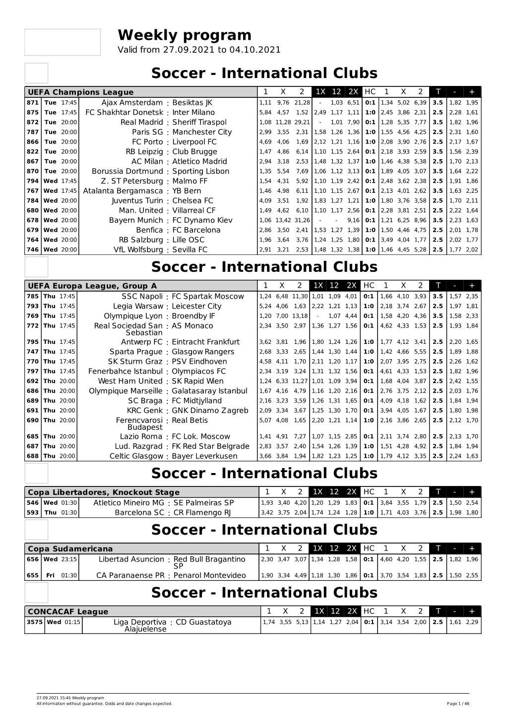 Weekly Program Soccer