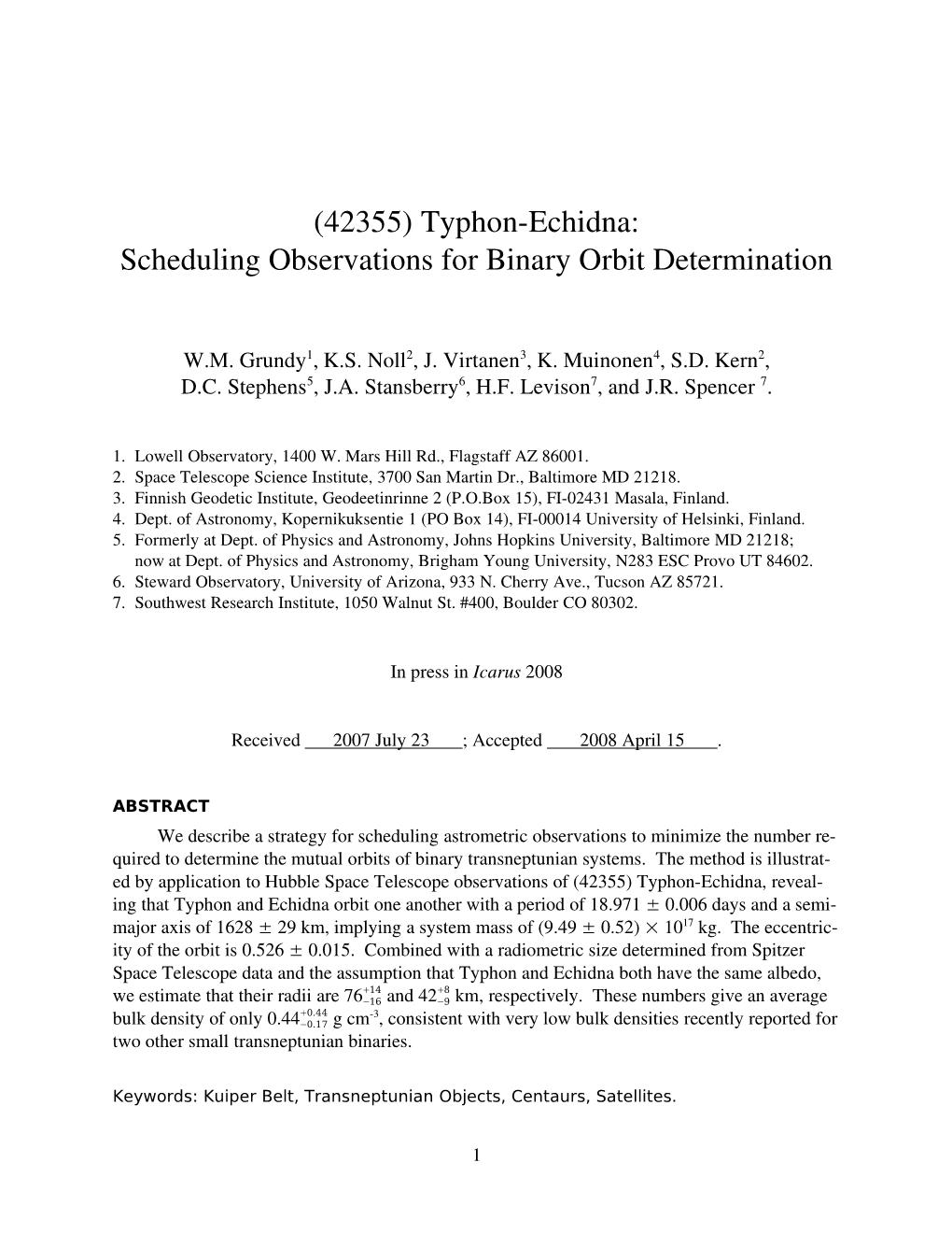 (42355) Typhonechidna: Scheduling Observations for Binary Orbit