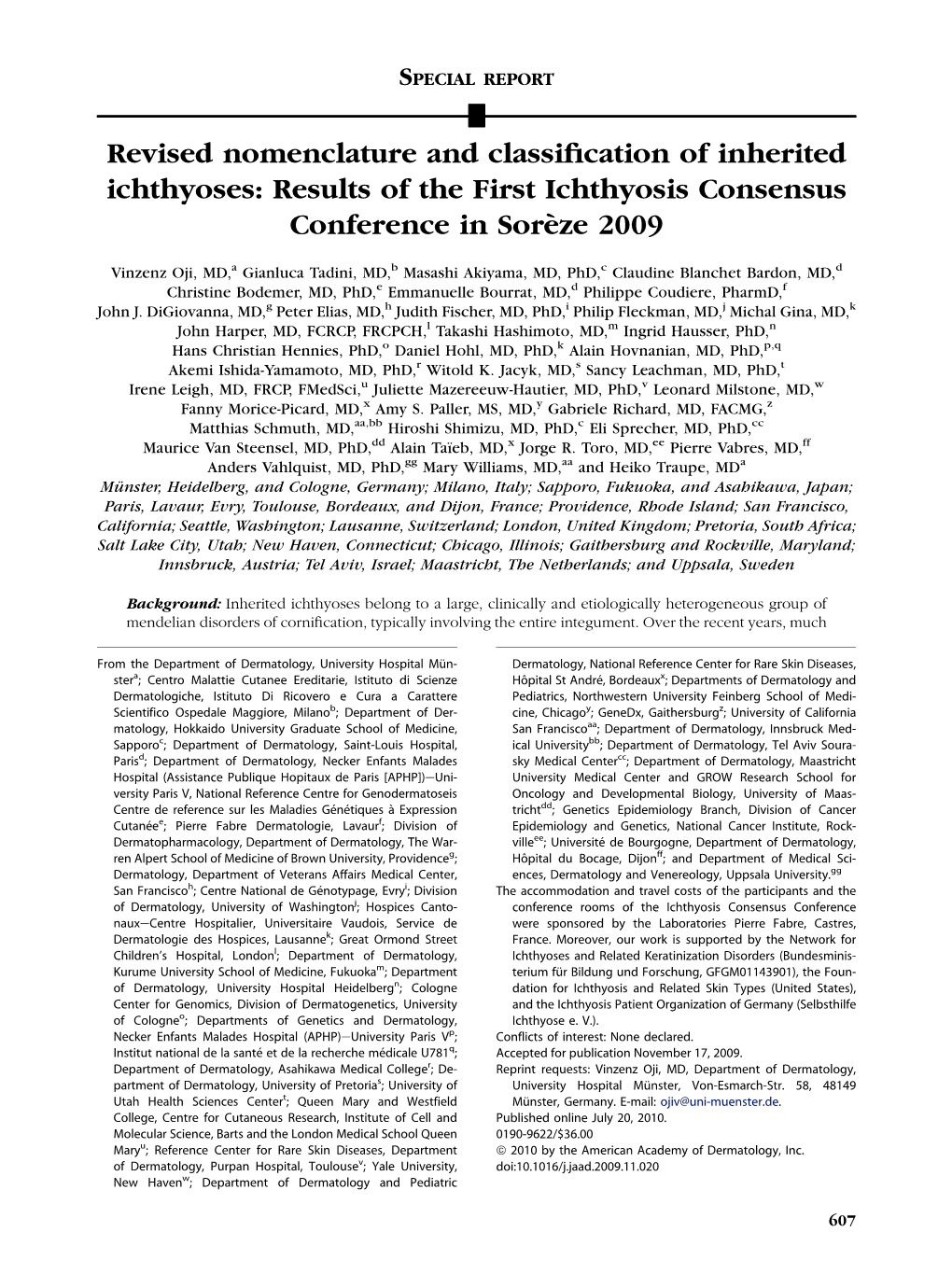 Revised Nomenclature and Classification of Inherited Ichthyoses