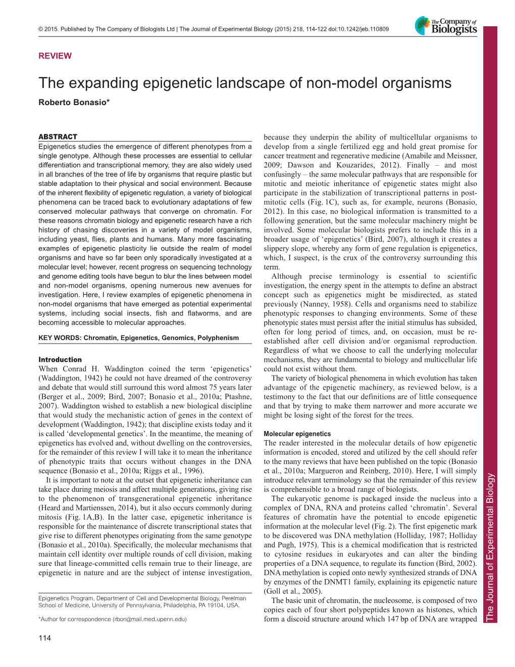 The Expanding Epigenetic Landscape of Non-Model Organisms