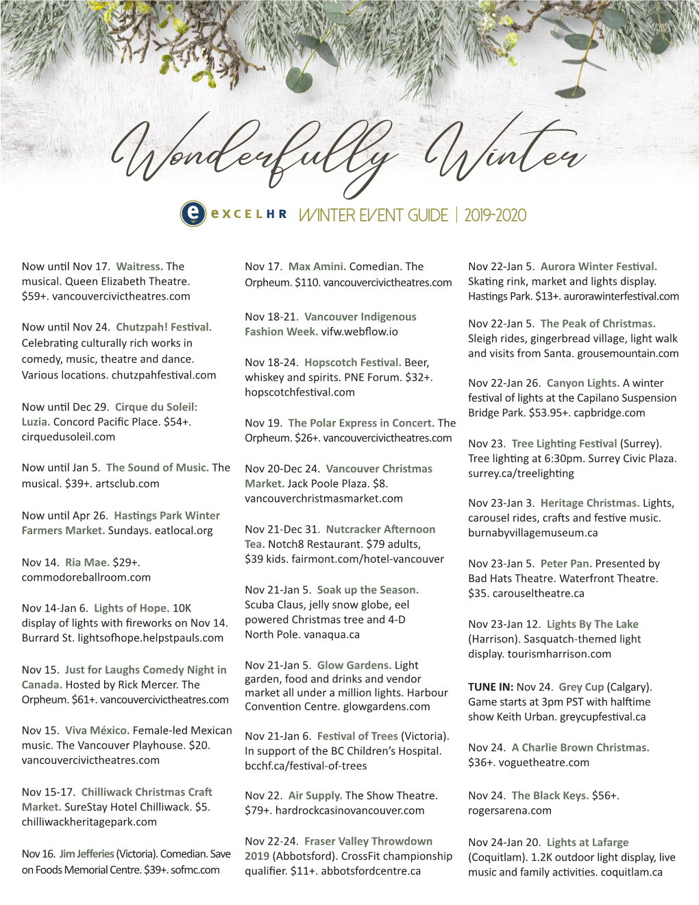 Wonderfully Winter WINTER Event Guide 2019-2020