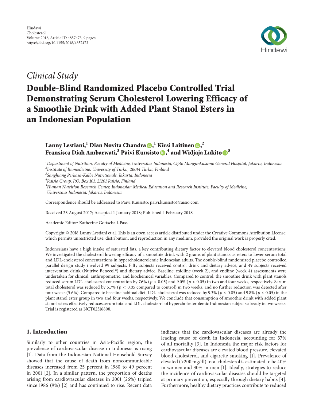 Clinical Study Double-Blind Randomized Placebo Controlled