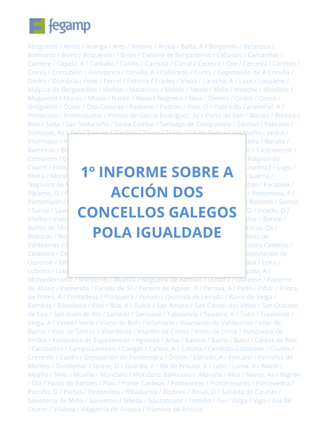 1º Informe Sobre a Acción Dos Concellos Galegos Pola
