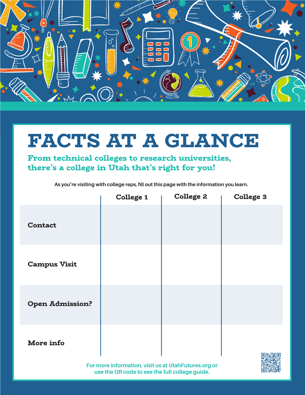 FACTS at a GLANCE from Technical Colleges to Research Universities, There’S a College in Utah That’S Right for You!