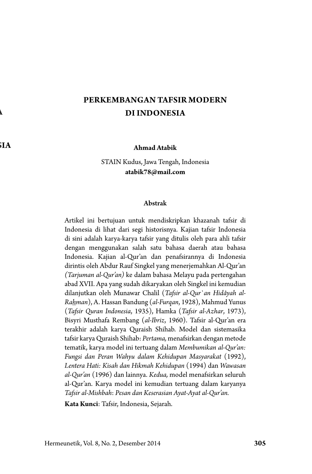 Perkembangan Tafsir Modern Di Indonesia Di Indonesia