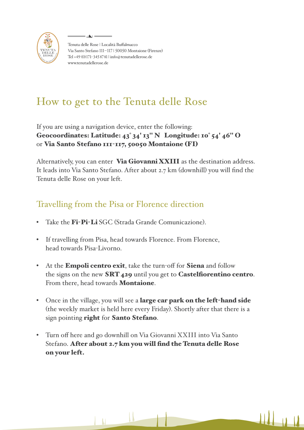 How to Get to the Tenuta Delle Rose