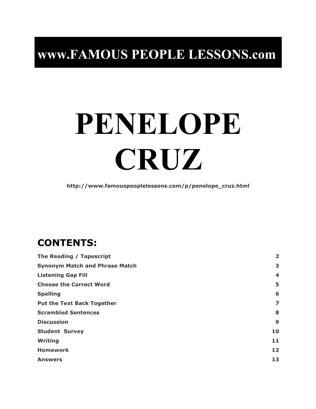 Famous People Lessons - Penelope Cruz