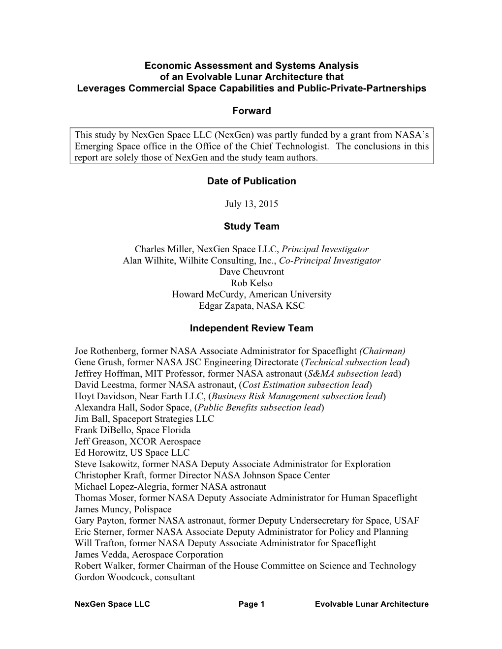 Economic Assessment and Systems Analysis of an Evolvable Lunar Architecture That Leverages Commercial Space Capabilities and Public-Private-Partnerships