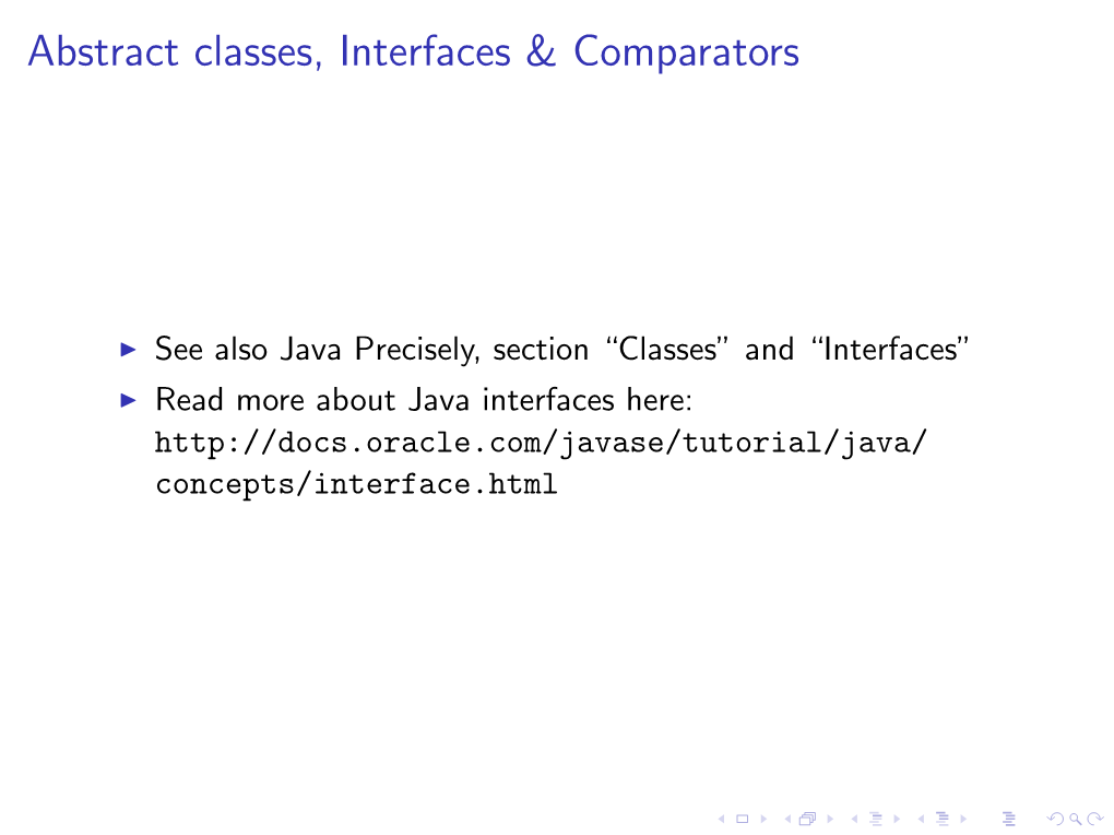 Abstract Classes, Interfaces & Comparators