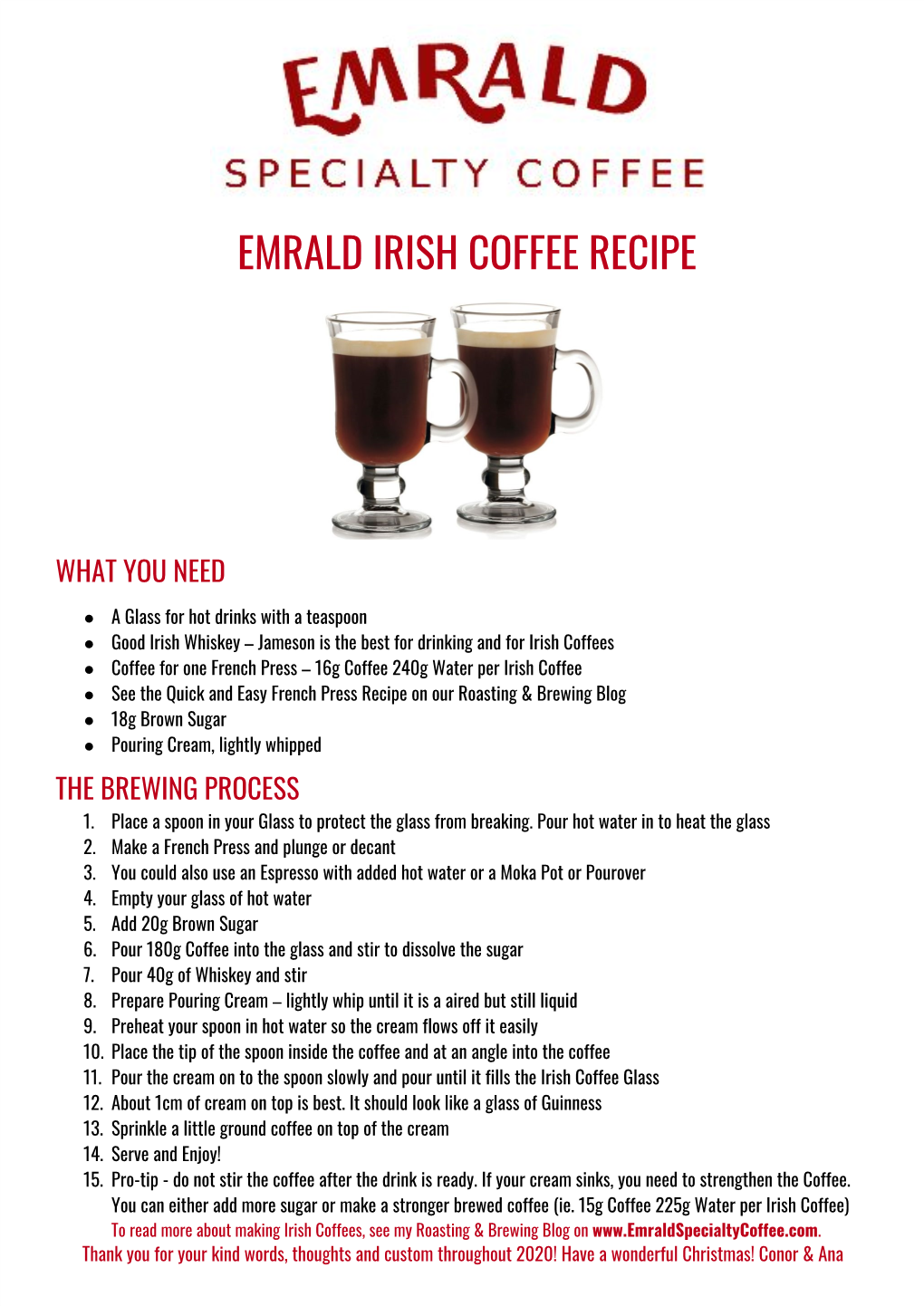 Emrald Irish Coffee Recipe