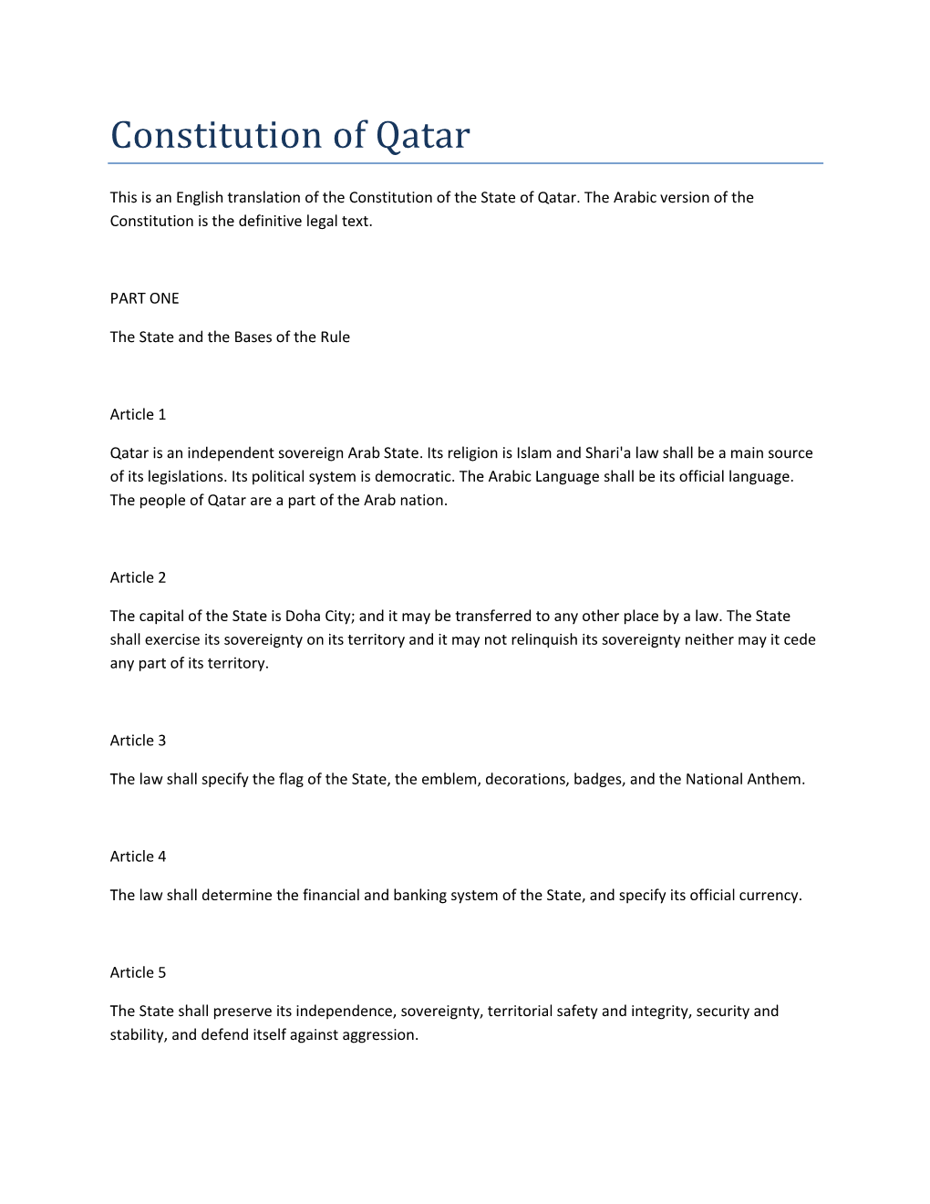 Constitution of Qatar