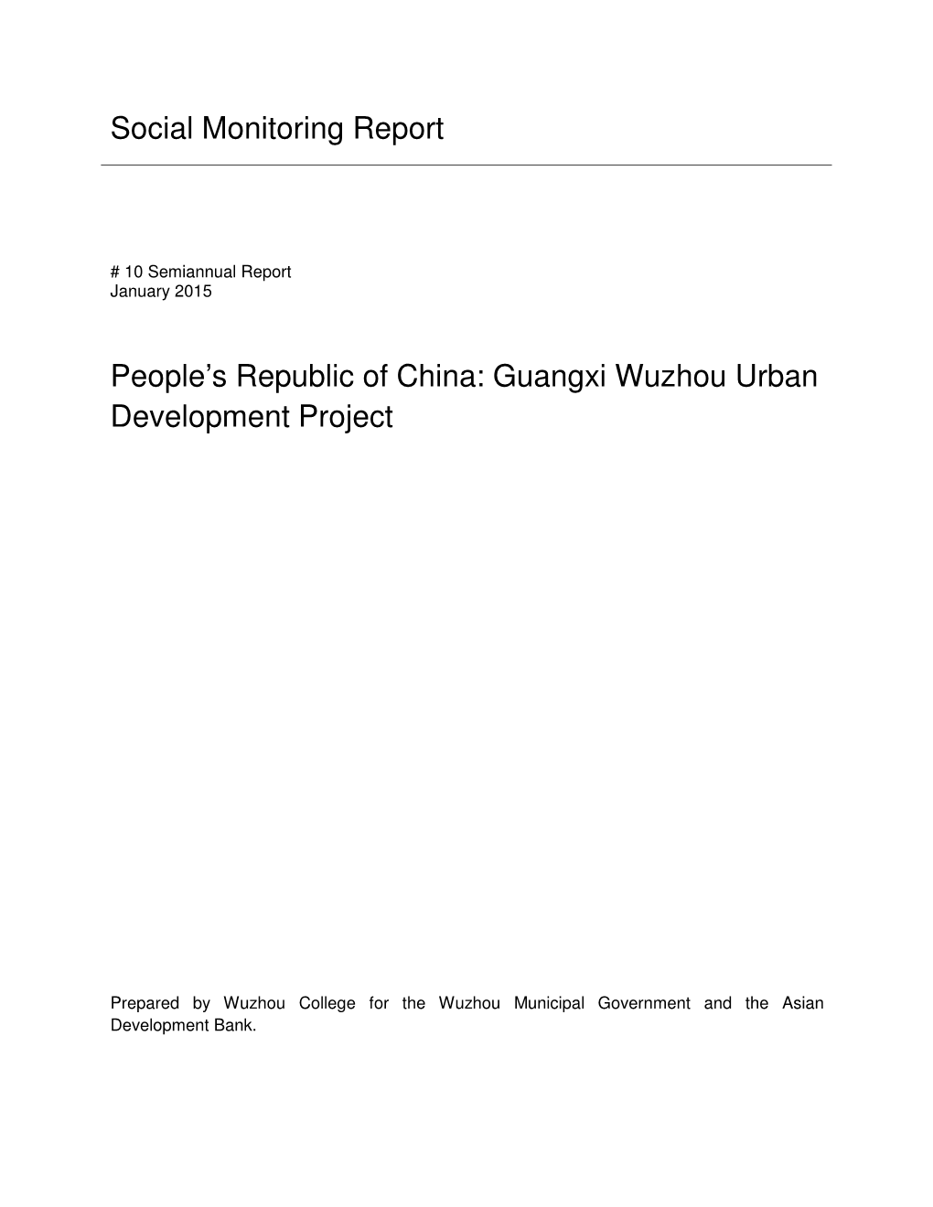 Guangxi Wuzhou Urban Development Project